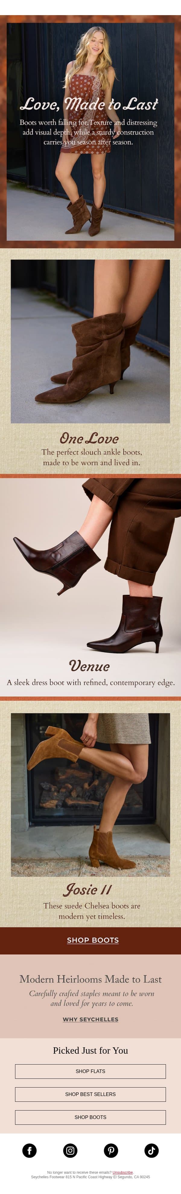 One Love email from Seychelles Footwear screenshot