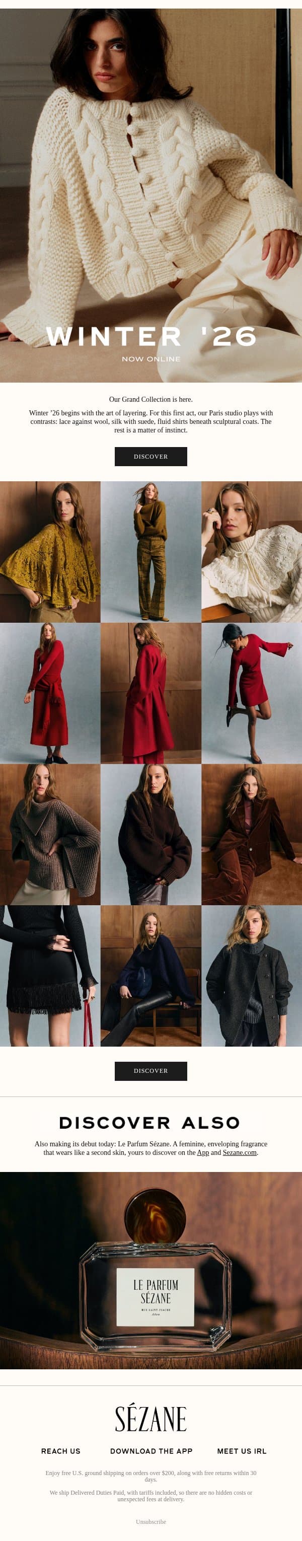 The Winter '26 Collection: Act I email from Sezane screenshot
