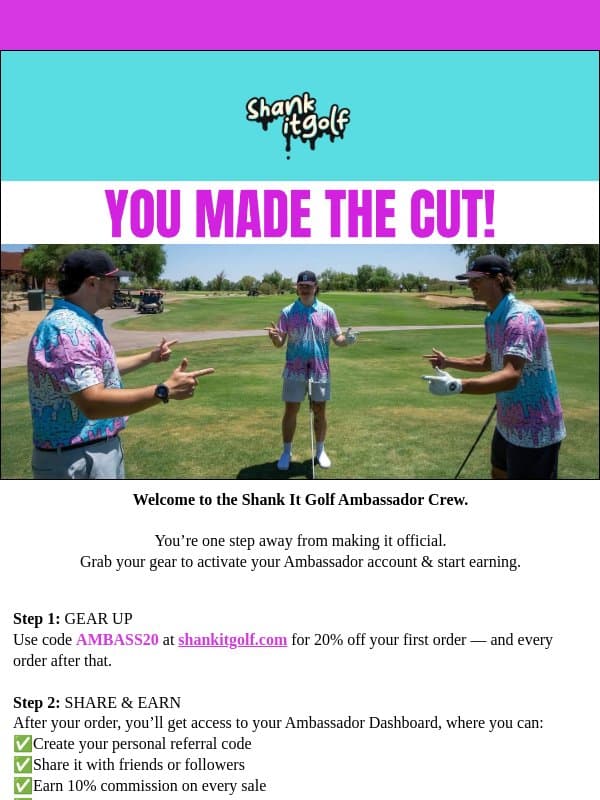 Nice shot. You're in. ⛳ email from Shank It Golf