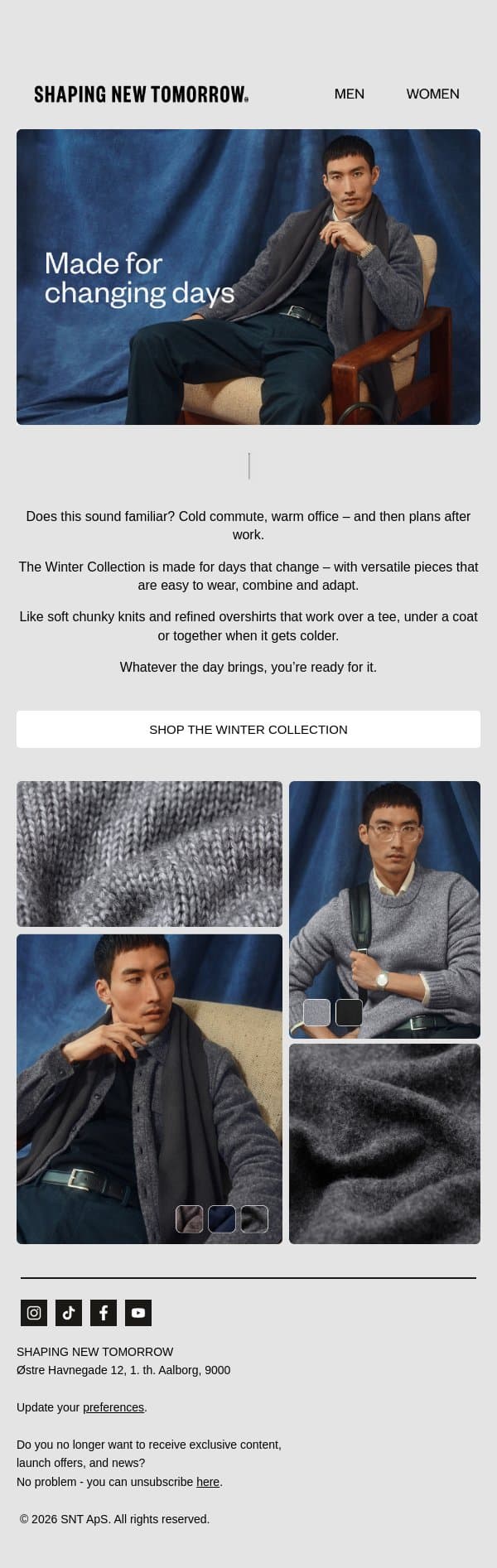 These pieces are made for whatever your day brings email from Shaping New Tomorrow screenshot