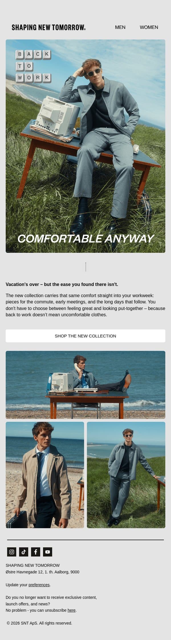 Back to work? The new collection is here email from Shaping New Tomorrow screenshot