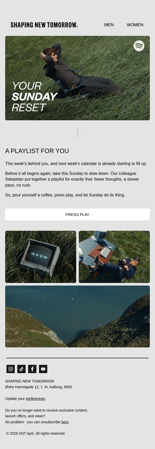 Press play: close the week, get ready for the next email from Shaping New Tomorrow screenshot
