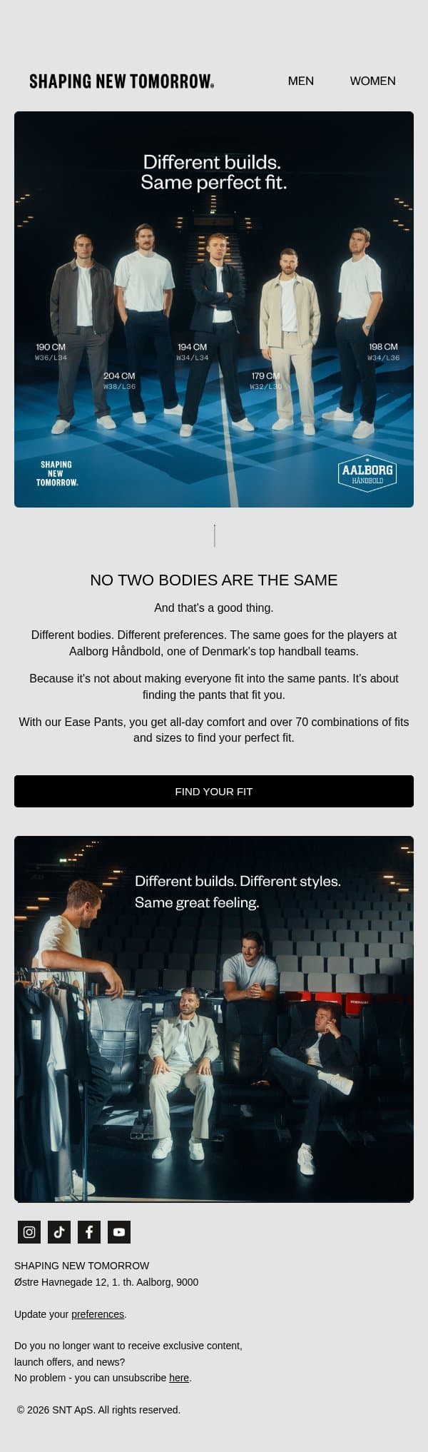 Different builds. Same perfect fit email from Shaping New Tomorrow screenshot