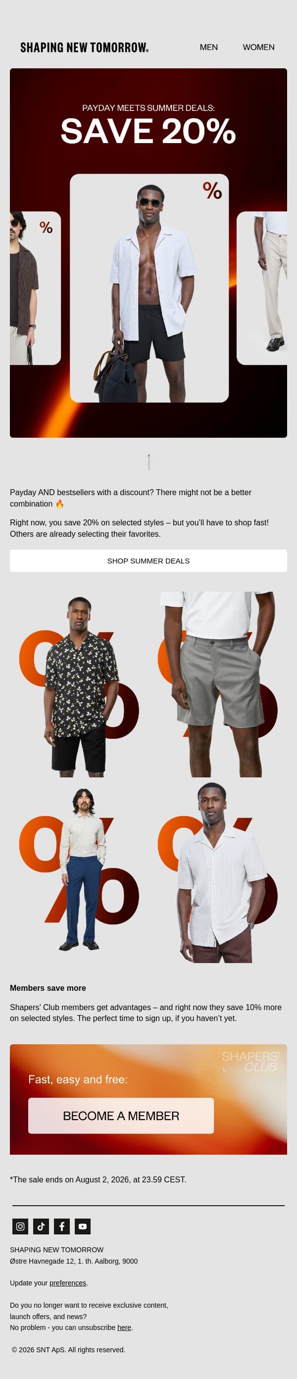 Payday meets Summer Deals 😎 email from Shaping New Tomorrow screenshot