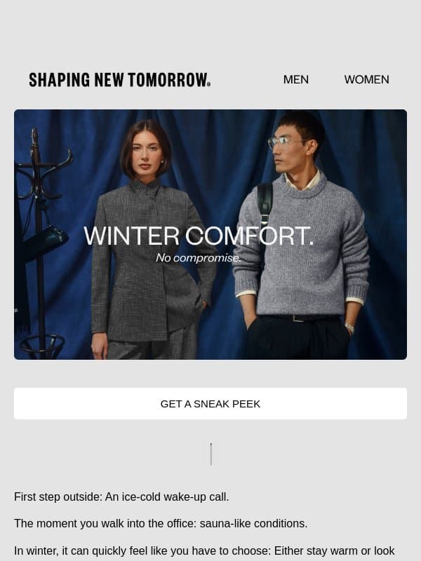 The Winter Collection is landing soon ❄️ email from Shaping New Tomorrow