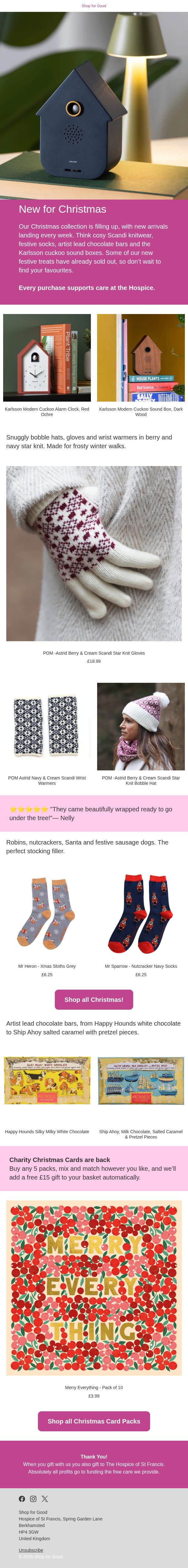 New for Christmas, and it’s selling fast 🎄 email from Shop for Good screenshot