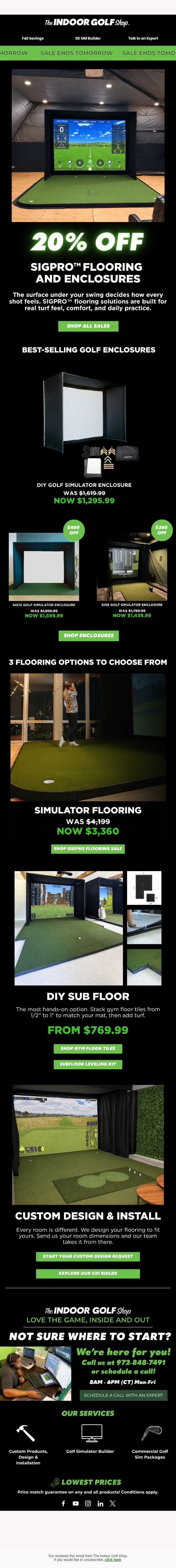⌛ SIGPRO Sale Ends Tomorrow email from Shop Indoor Golf screenshot