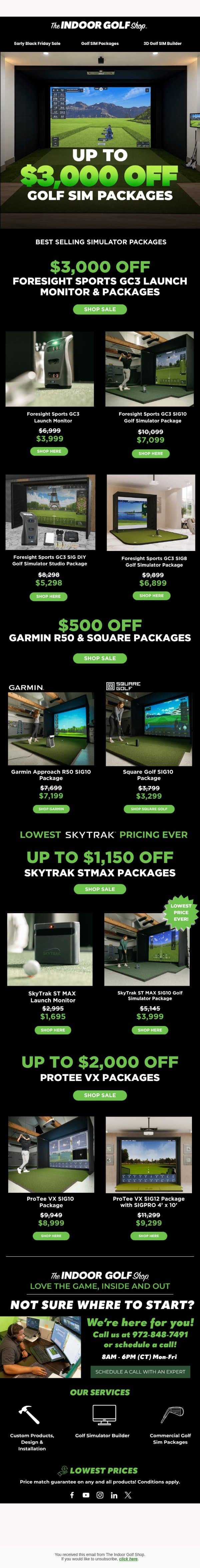 Bundle & Save Up To $3,000 on SIM Packages!🏌️♂️ email from Shop Indoor Golf screenshot
