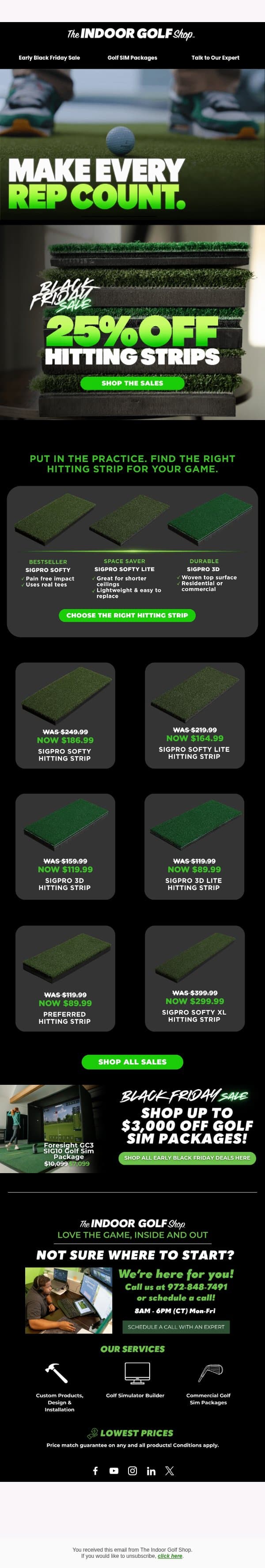 Golf Hitting Strips at 25% OFF!⛳ email from Shop Indoor Golf screenshot