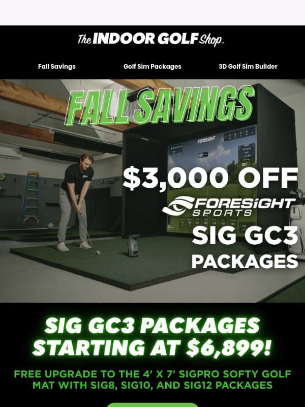 🏌️♂️Save Big On GC3! email from Shop Indoor Golf