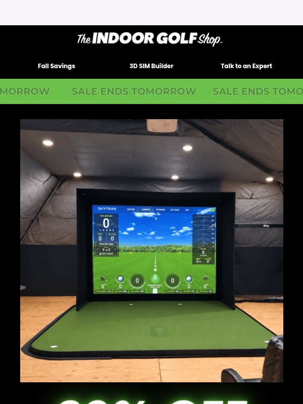 ⌛ SIGPRO Sale Ends Tomorrow email from Shop Indoor Golf