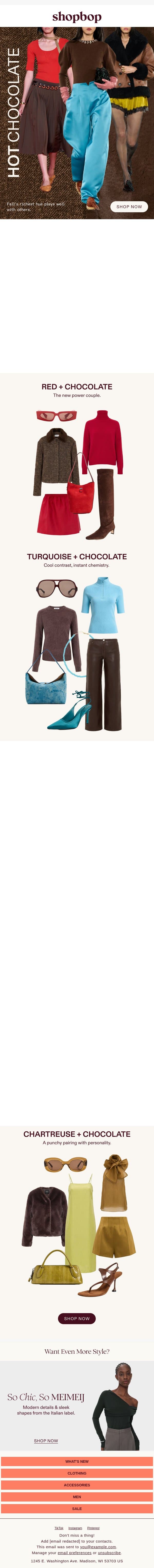 Hot chocolate, anyone? email from Shopbop screenshot