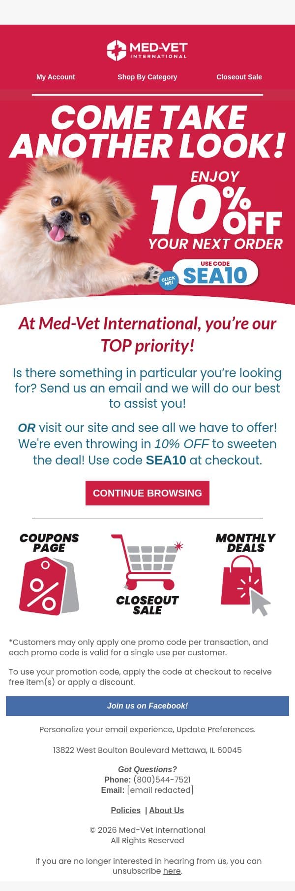 Looked around yet? email from ShopMedVet screenshot