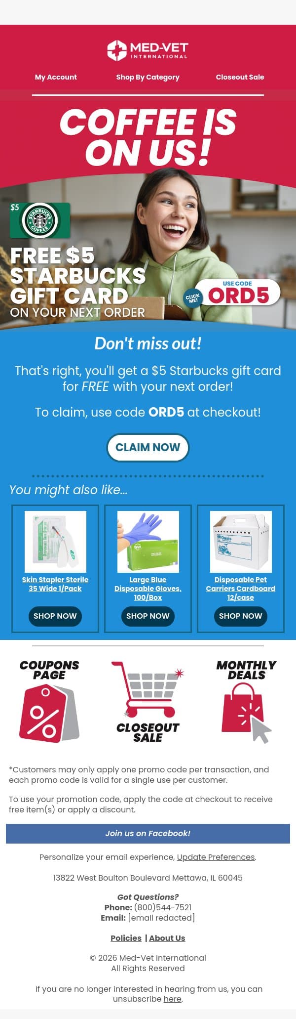 Like Coffee? ☕ email from ShopMedVet screenshot