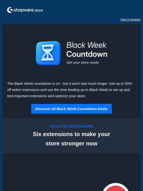 Black Week is coming closer. Is your store ready? email from Shopware