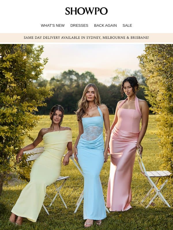 Just Landed: Your Next Event Dress email from Showpo