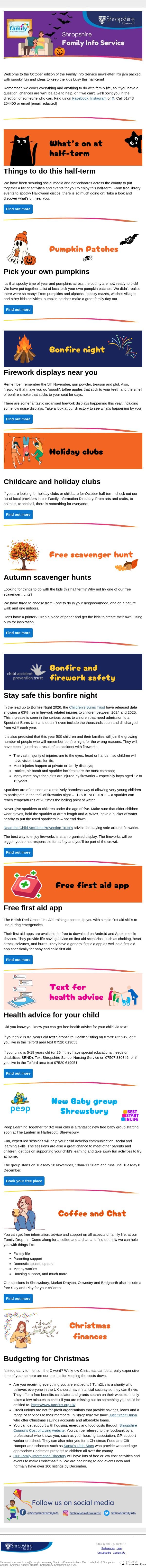 Shropshire Family Information Service Newsletter email from Shropshire Council screenshot
