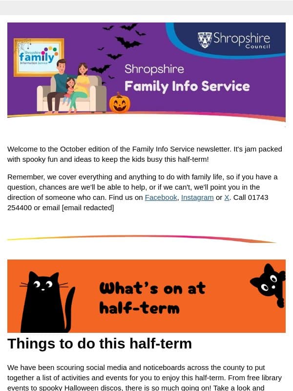 Shropshire Family Information Service Newsletter email from Shropshire Council
