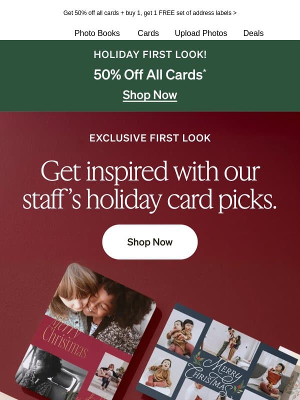 Our holiday card first look: staff picks editon! email from Shutterfly