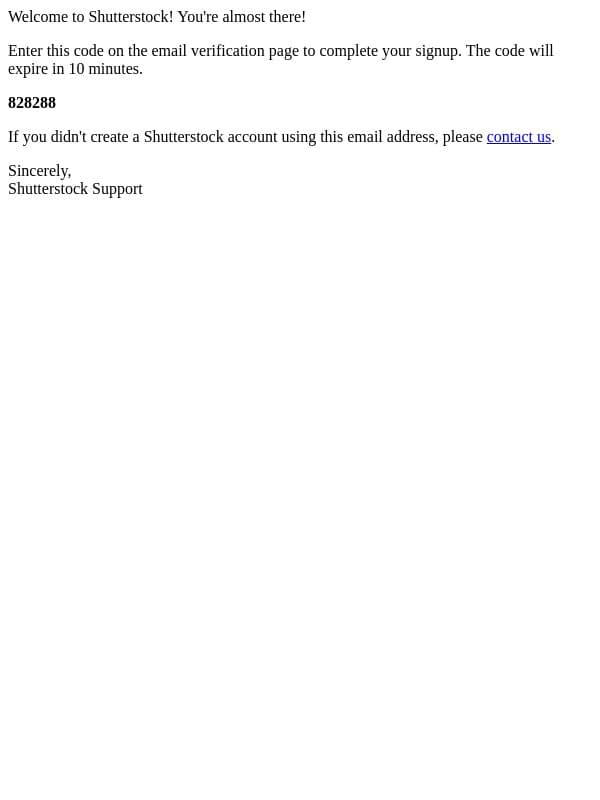 Verify your email address email from Shutterstock screenshot