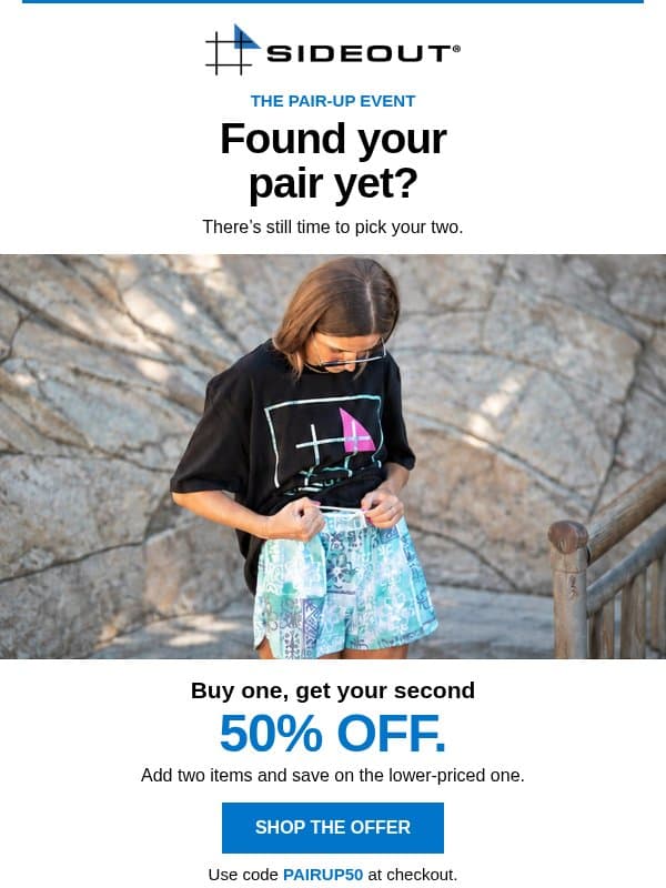Found your pair yet? Your second is 50% off email from Sideout Volleyball Club