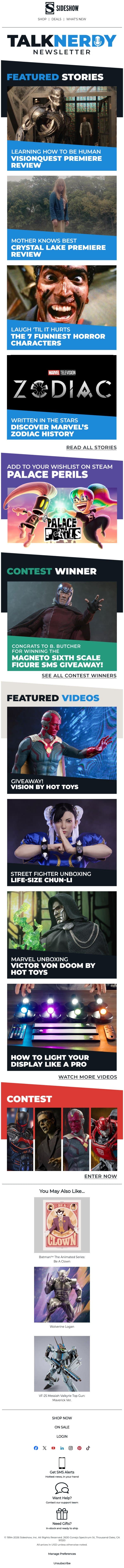 2 geeky premieres in 1 week?! 😱🍿 email from Sideshow Collectibles screenshot