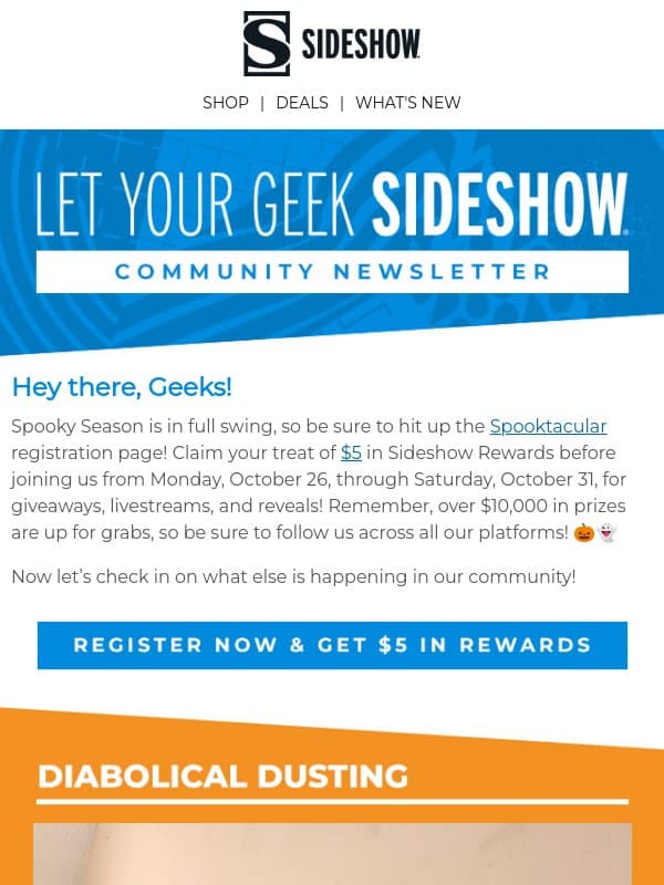 Claim a Spooktacular Treat! 🎃 email from Sideshow Collectibles