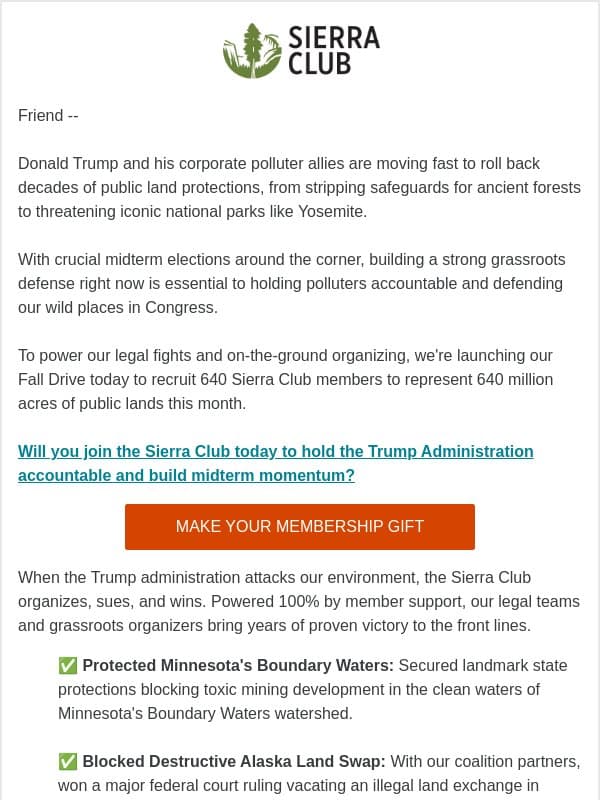 Join our Fall Member Drive today and claim your free Sierra Club gear email from Sierra Club