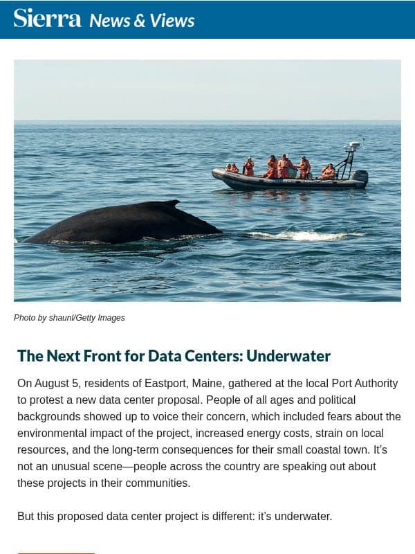 The Next Front for Data Centers: Underwater email from Sierra Club