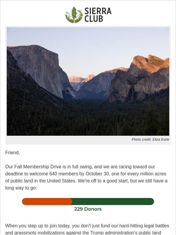Stand up for public lands (+ your free gift) email from Sierra Club