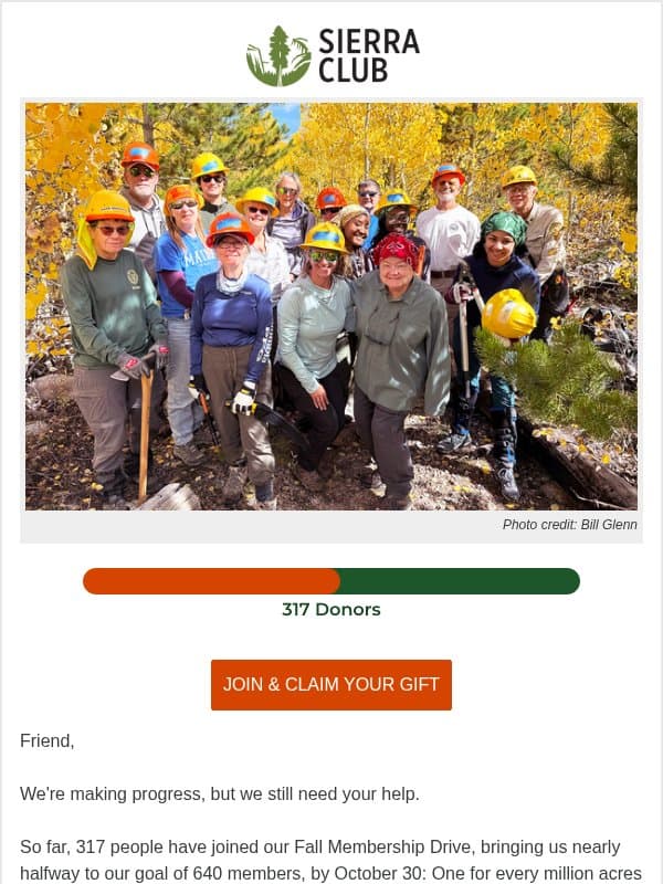 Friend, 317 confirmed, are you next? email from Sierra Club