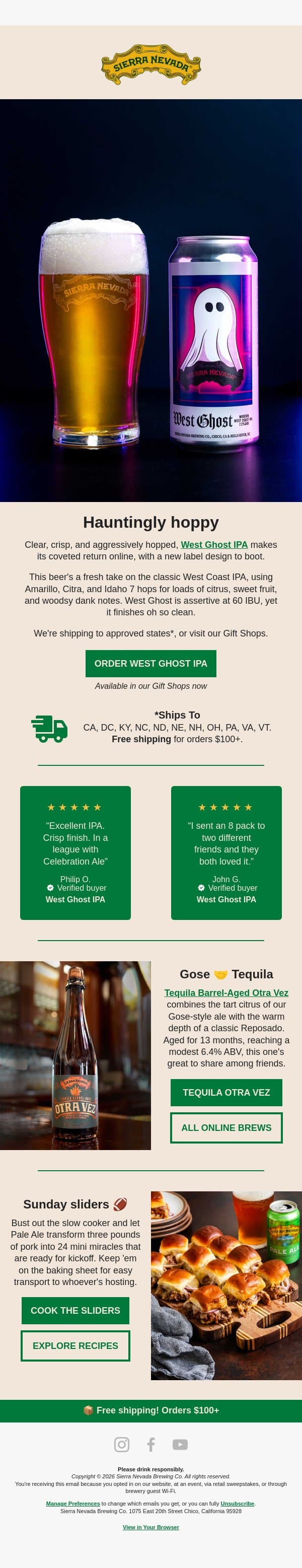 Grab this Ghost email from Sierra Nevada Brewing screenshot