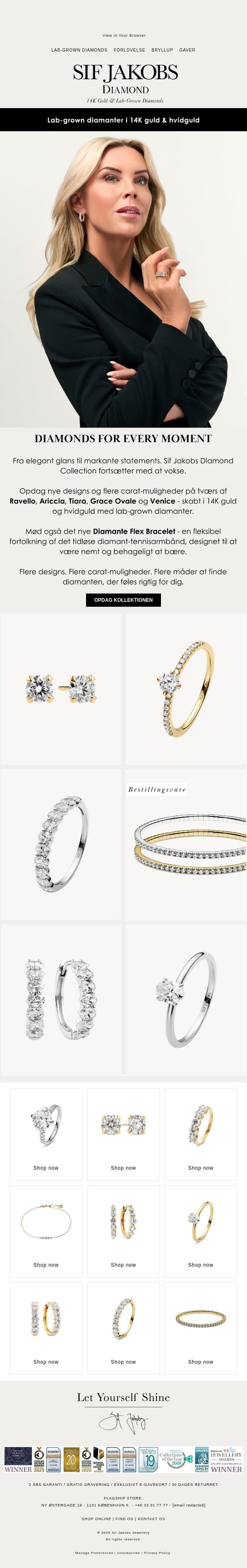 Diamonds for Every Moment - Oplev nyhederne email from Sif Jakobs Jewellery screenshot
