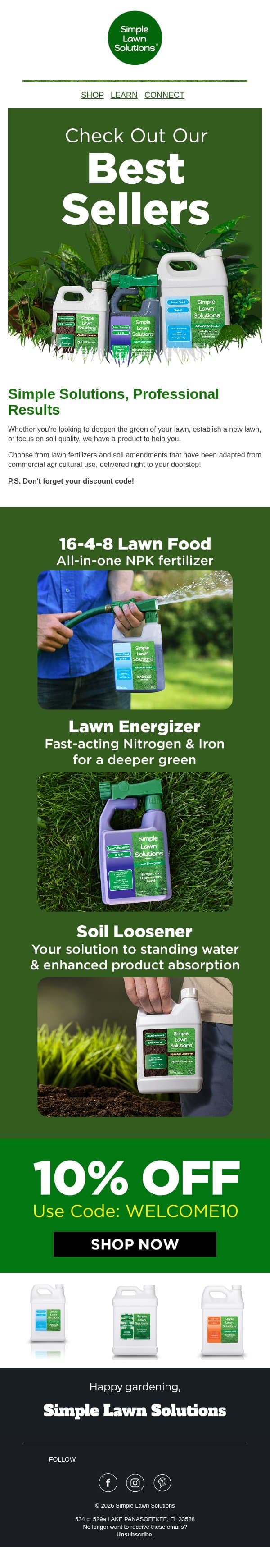 Simple solutions, professional results email from Simple Lawn Solutions screenshot