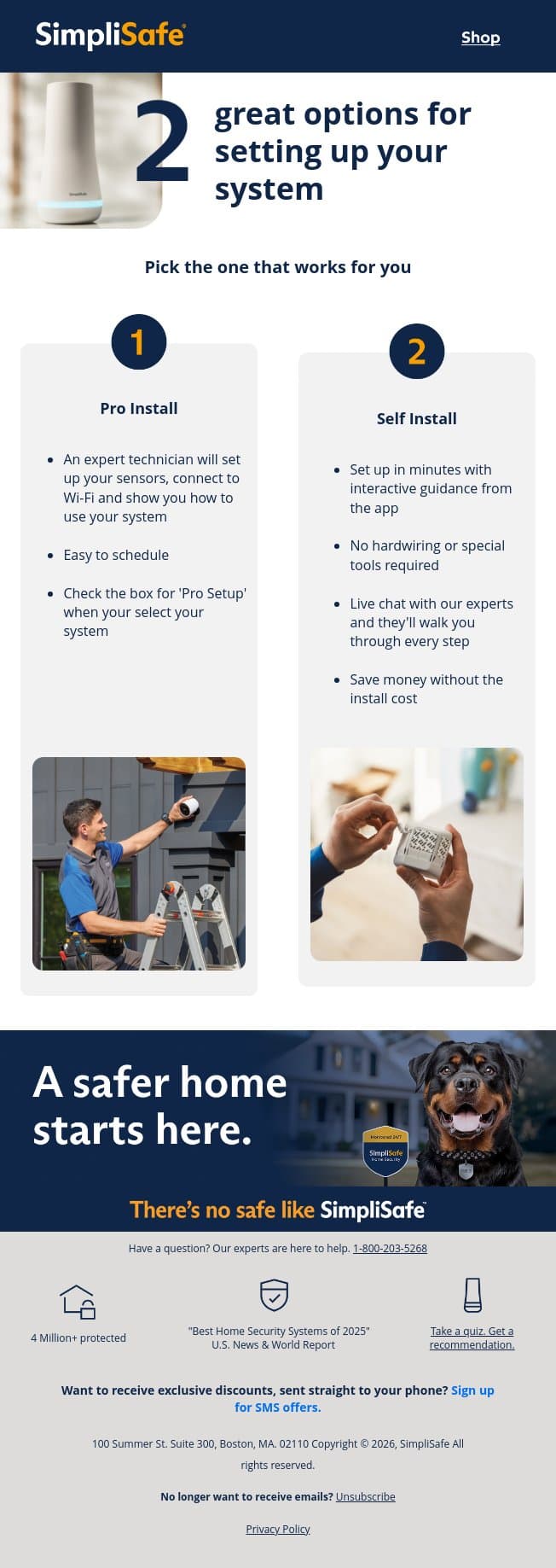 Your home protection. Your way. email from SimpliSafe screenshot