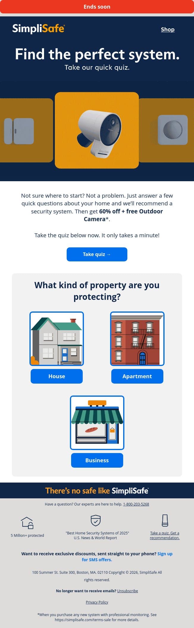 Unlock personalized security in just a few clicks email from SimpliSafe screenshot