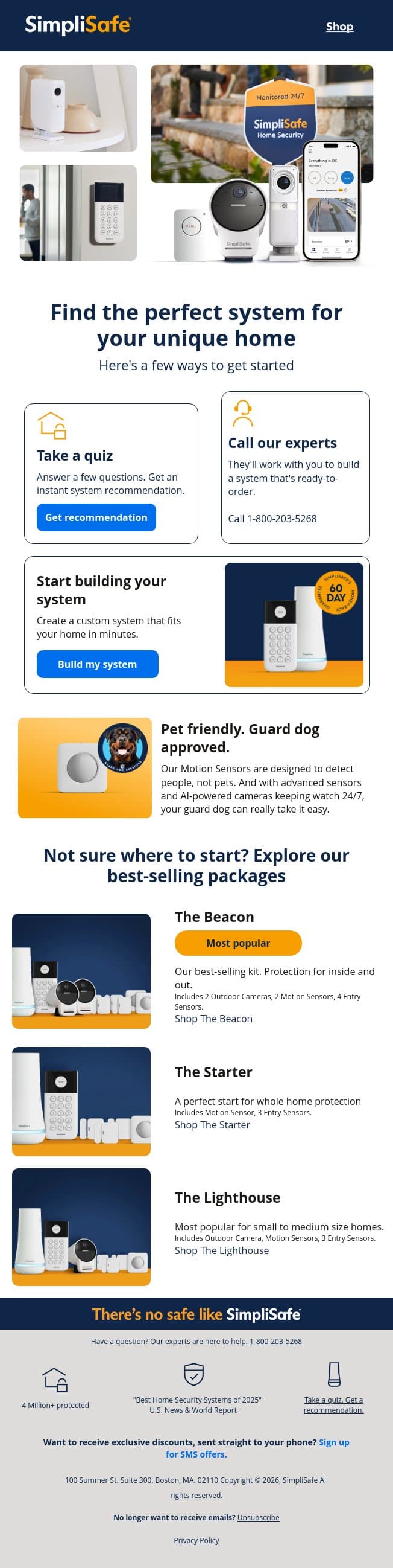 Need help building a system? We have you covered. email from SimpliSafe screenshot