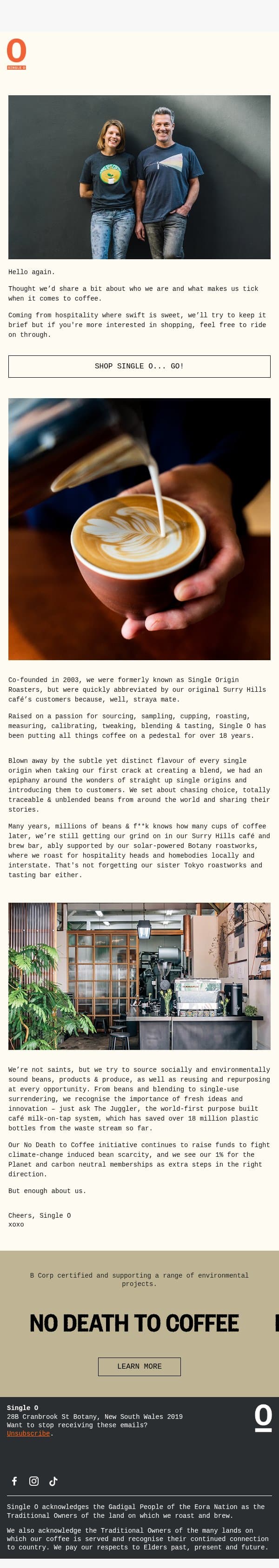 The Origin of the O email from Single O screenshot