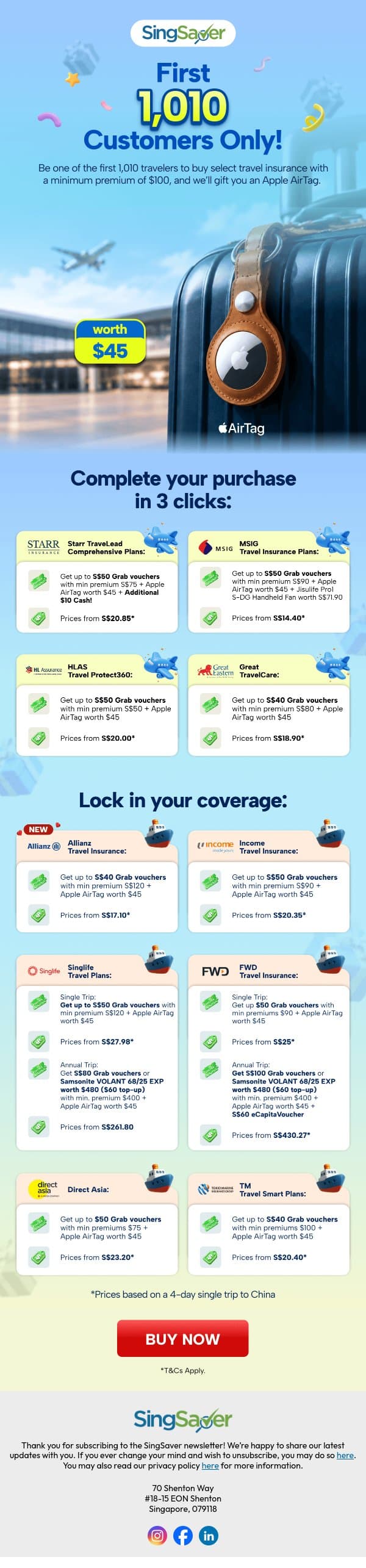 Your 10.10 Deal Continues for Your Next Trip 🧳✨ email from SingSaver screenshot