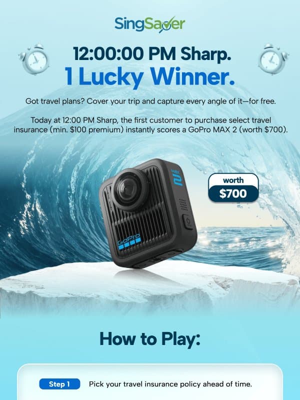 ⚡ FASTEST BUYER AT 12 PM: Win a $700 GoPro MAX 2! email from SingSaver