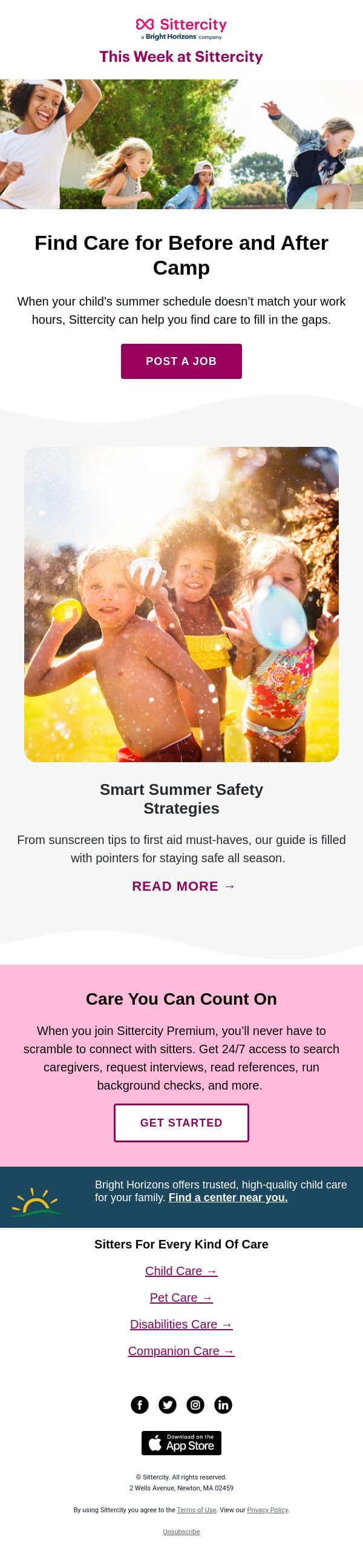 Camp Hours Are What?! email from Sittercity screenshot