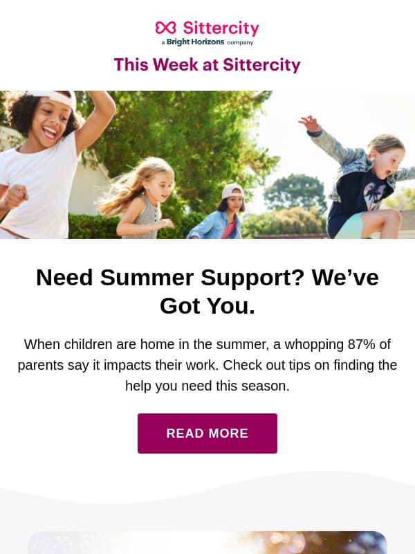 The Summer Struggle Facing 87% of Working Parents email from Sittercity