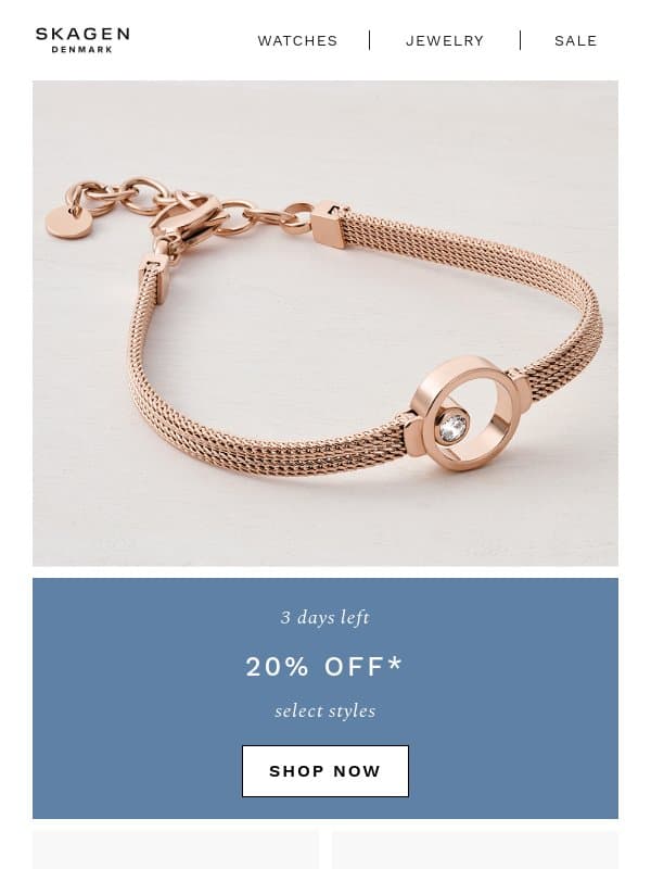 only 3 more days of deals email from Skagen