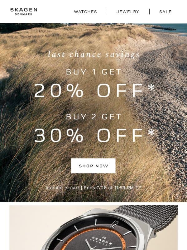 last call to stack & save email from Skagen