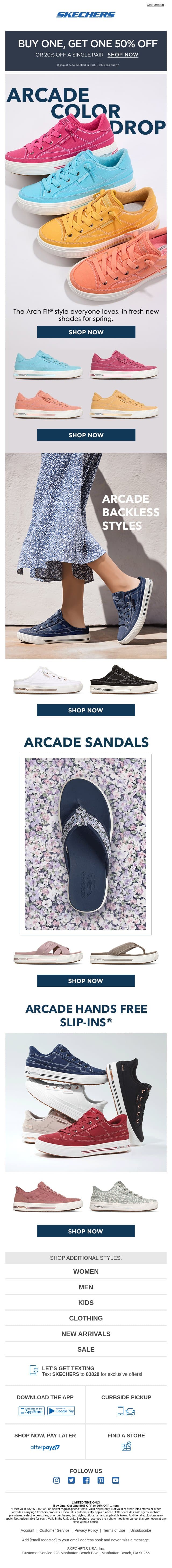 Your Perfect First Pair is Here email from Skechers screenshot