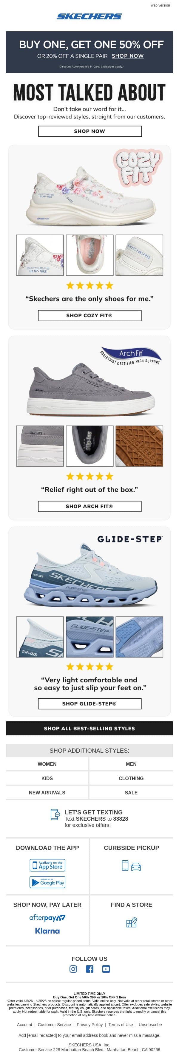 Loved, Reviewed, and Ready for Your Closet email from Skechers screenshot