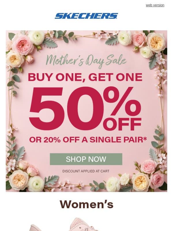 The Shoes She Wants, with the Comfort She Deserves email from Skechers