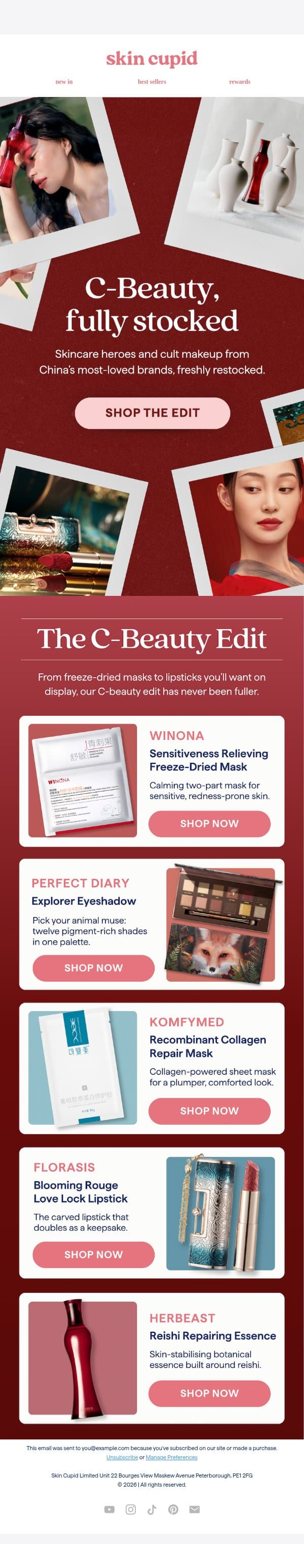 C-beauty, fully stocked ✨ email from Skin Cupid screenshot