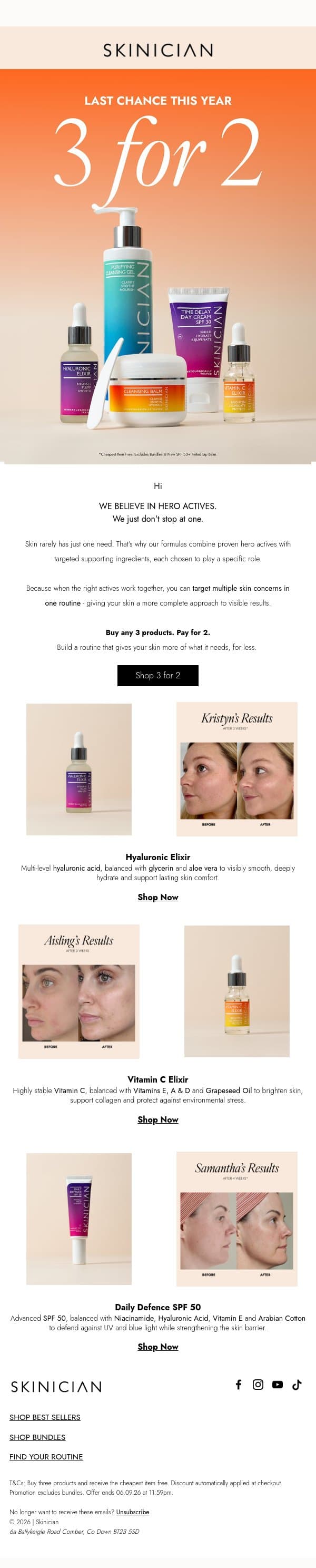 Multi-active routines, made simple email from Skinician screenshot