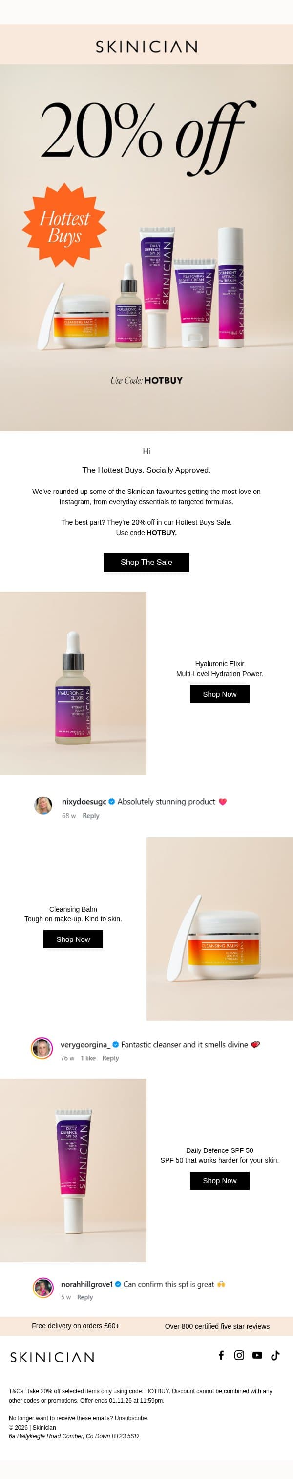 Best Buys Hot on Social 🔥 email from Skinician screenshot